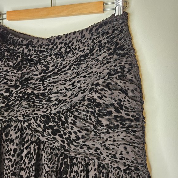 A.L.C Silk Ruffle Burnout Velvet Mini Skirt 6 Black Party - Picture 7 of 8